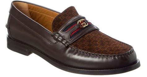 gucci brown loafers men's|men's loafer with interlocking g.